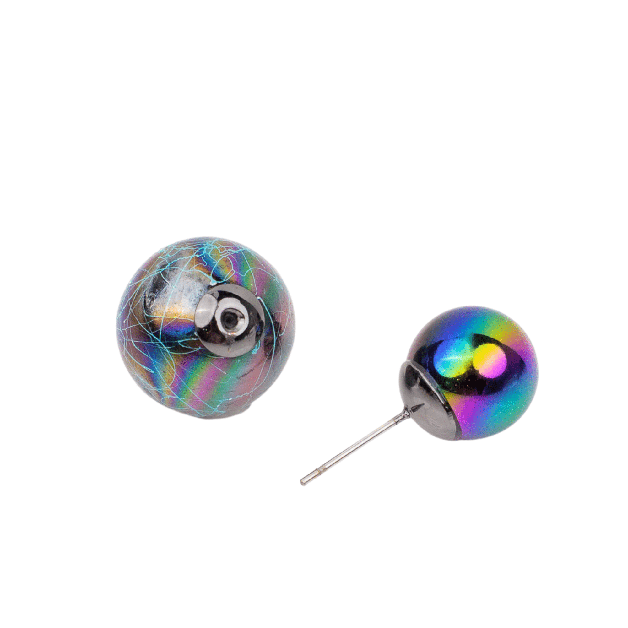 Caliope Double Studs - Rainbow Iridescent,Earrings, Sassy Jones,