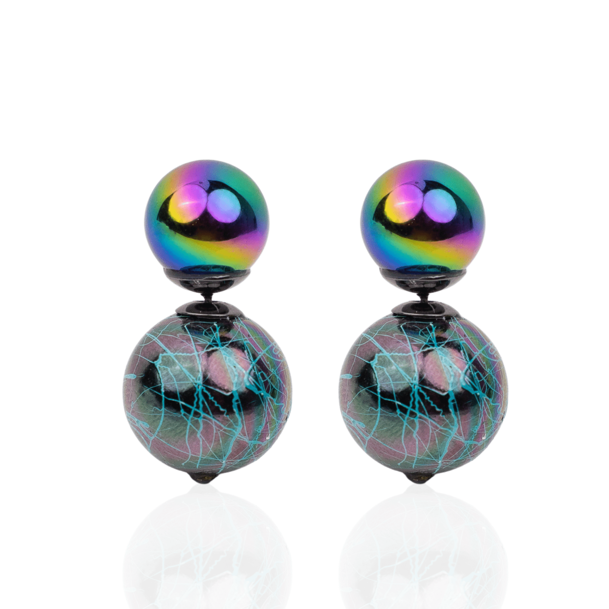 Caliope Double Studs - Rainbow Iridescent,Earrings, Sassy Jones,