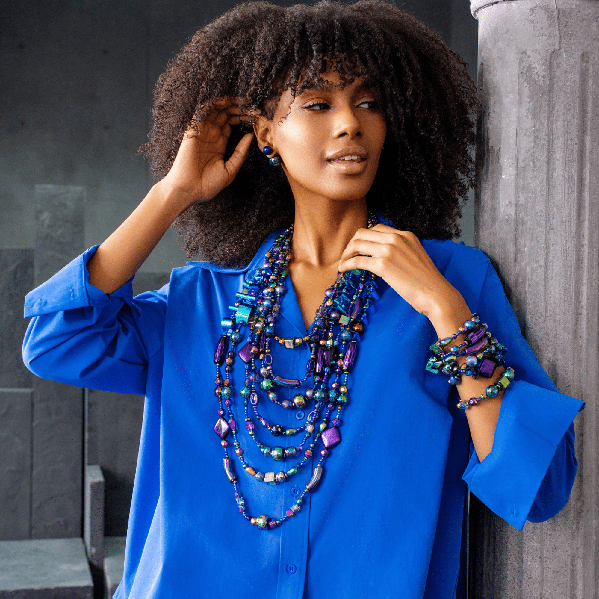 Caliope Double Studs - Rainbow Iridescent,Earrings, Sassy Jones,