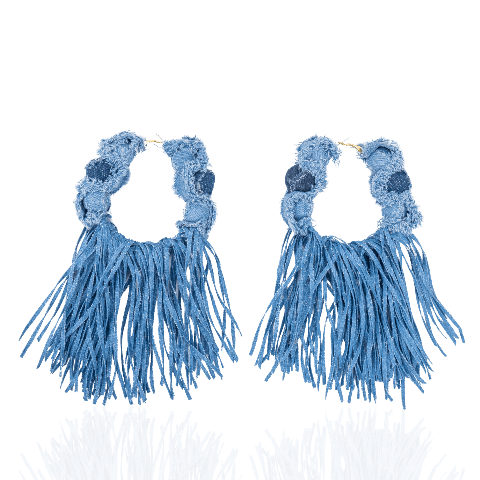 Caliope Hoops - Denim Shred,Earrings, Sassy Jones,