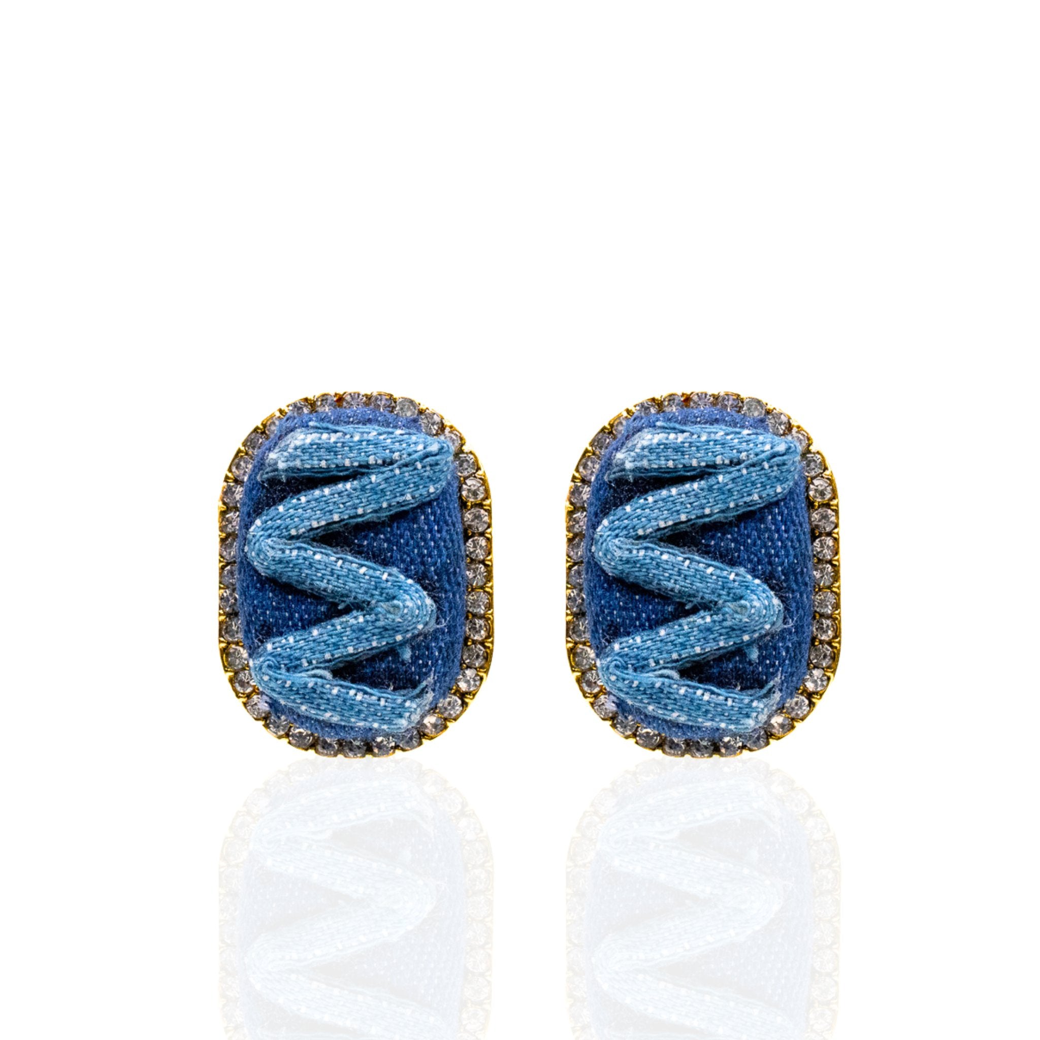 Caliope Sparkling Studs - Denim Shred,Earrings, Sassy Jones,