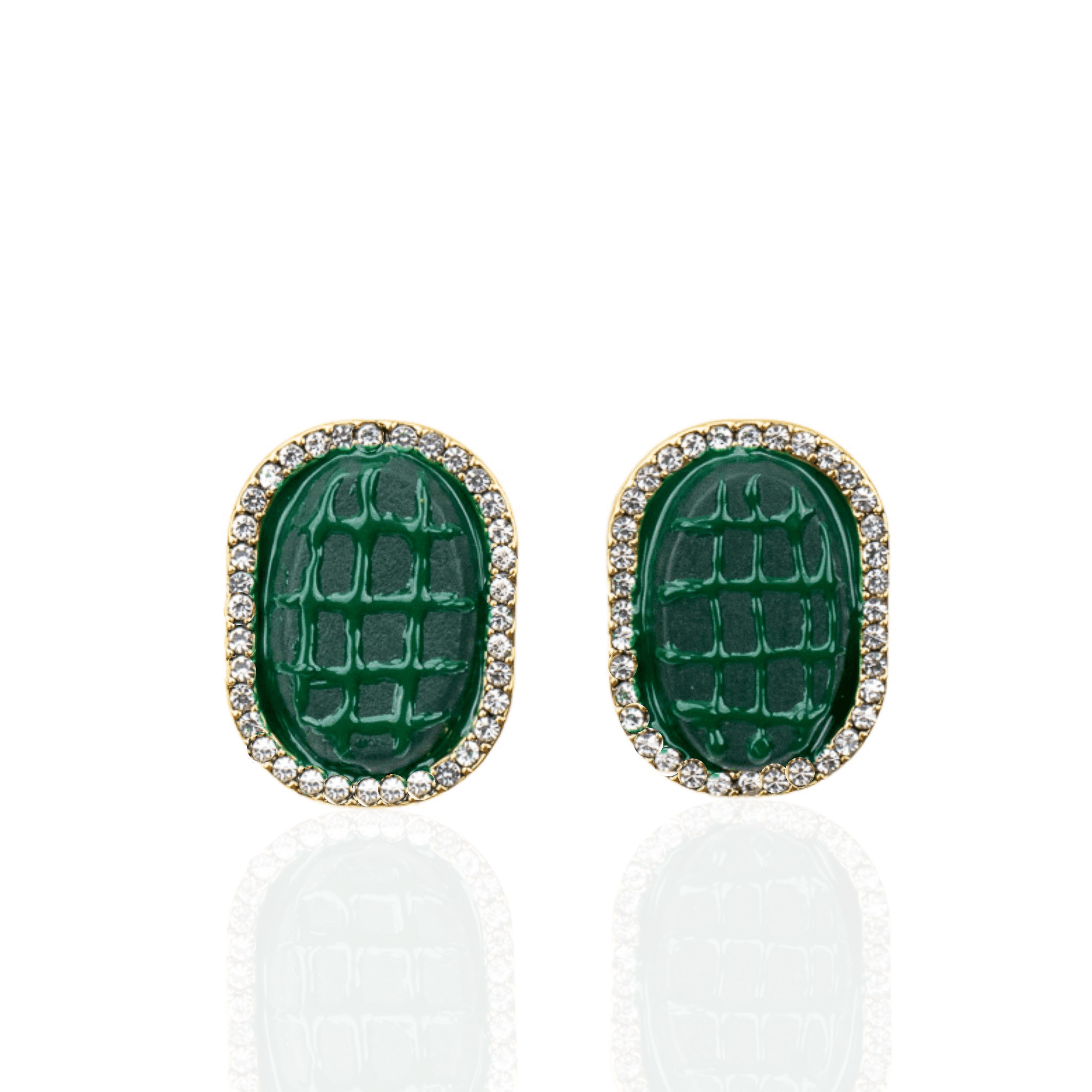 Caliope Sparkling Studs - Green,Earrings, Sassy Jones,