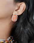 Caliope Sparkling Studs - Orange,Earrings, Sassy Jones,