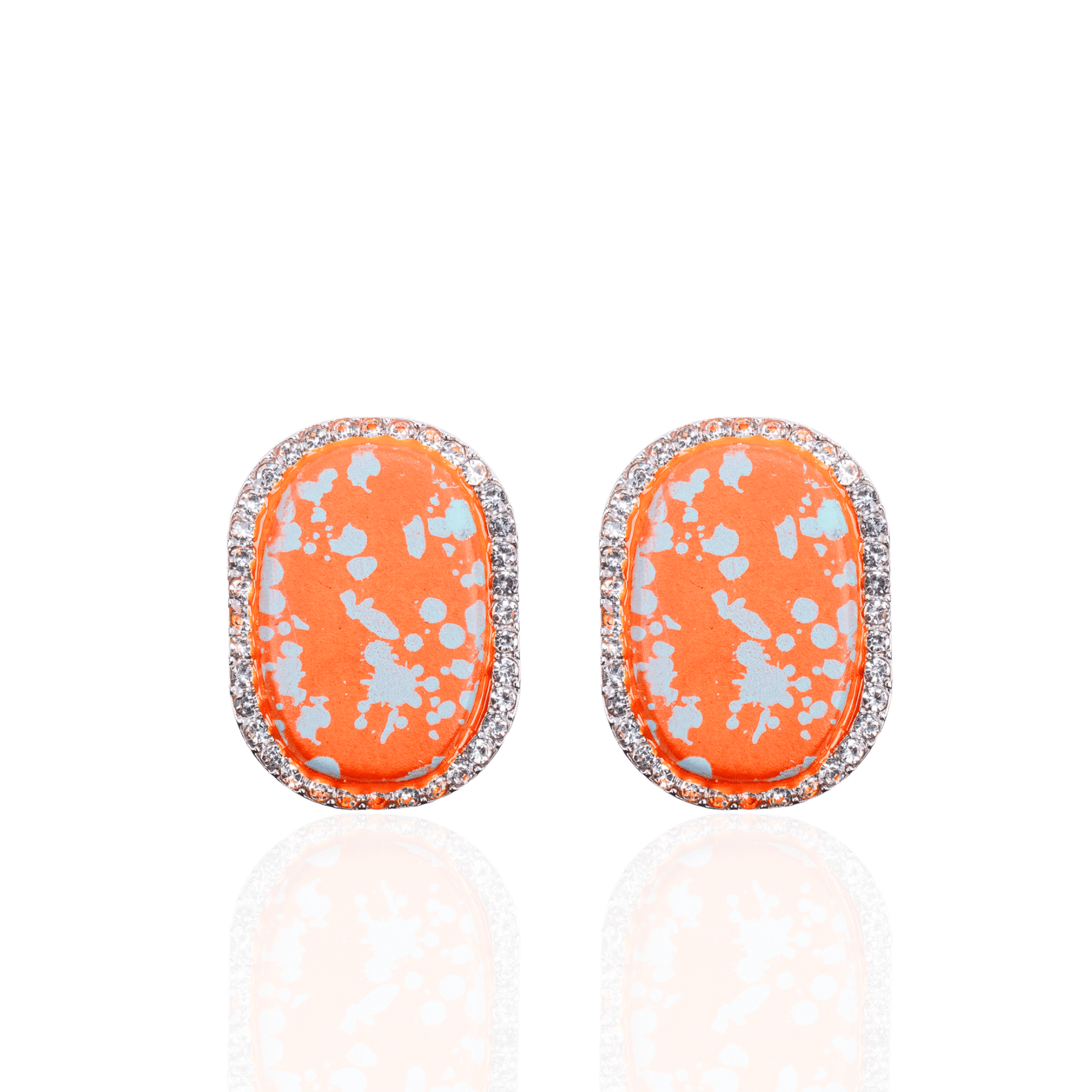 Caliope Sparkling Studs - Orange,Earrings, Sassy Jones,