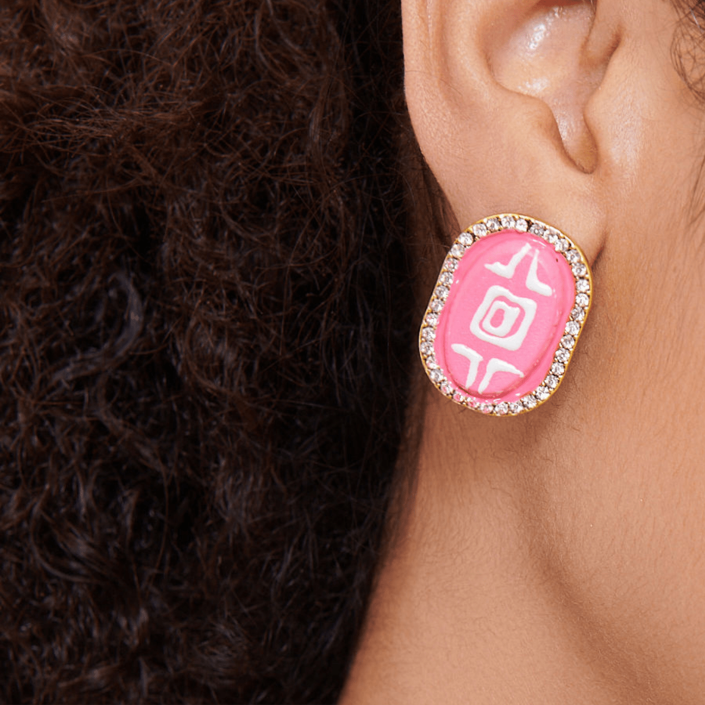 Caliope Sparkling Studs - Pink,Earrings, Sassy Jones,