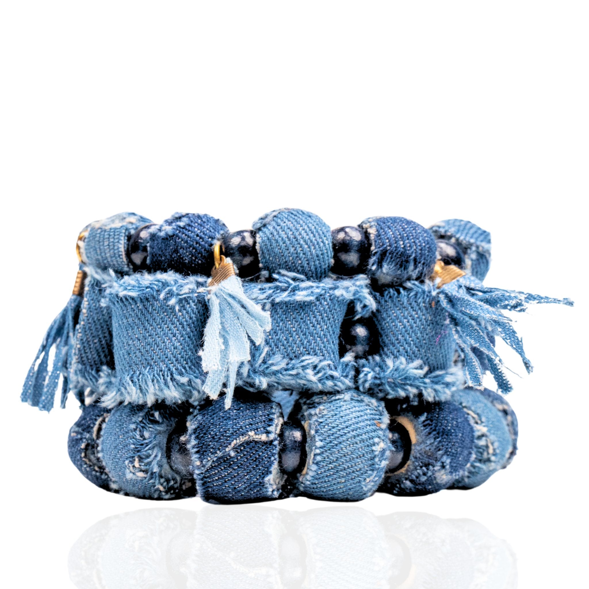 Caliope Stretch Bracelet Stack - Denim Shred,Bracelets, Sassy Jones,