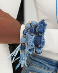 Caliope Stretch Bracelet Stack - Denim Shred,Bracelets, Sassy Jones,