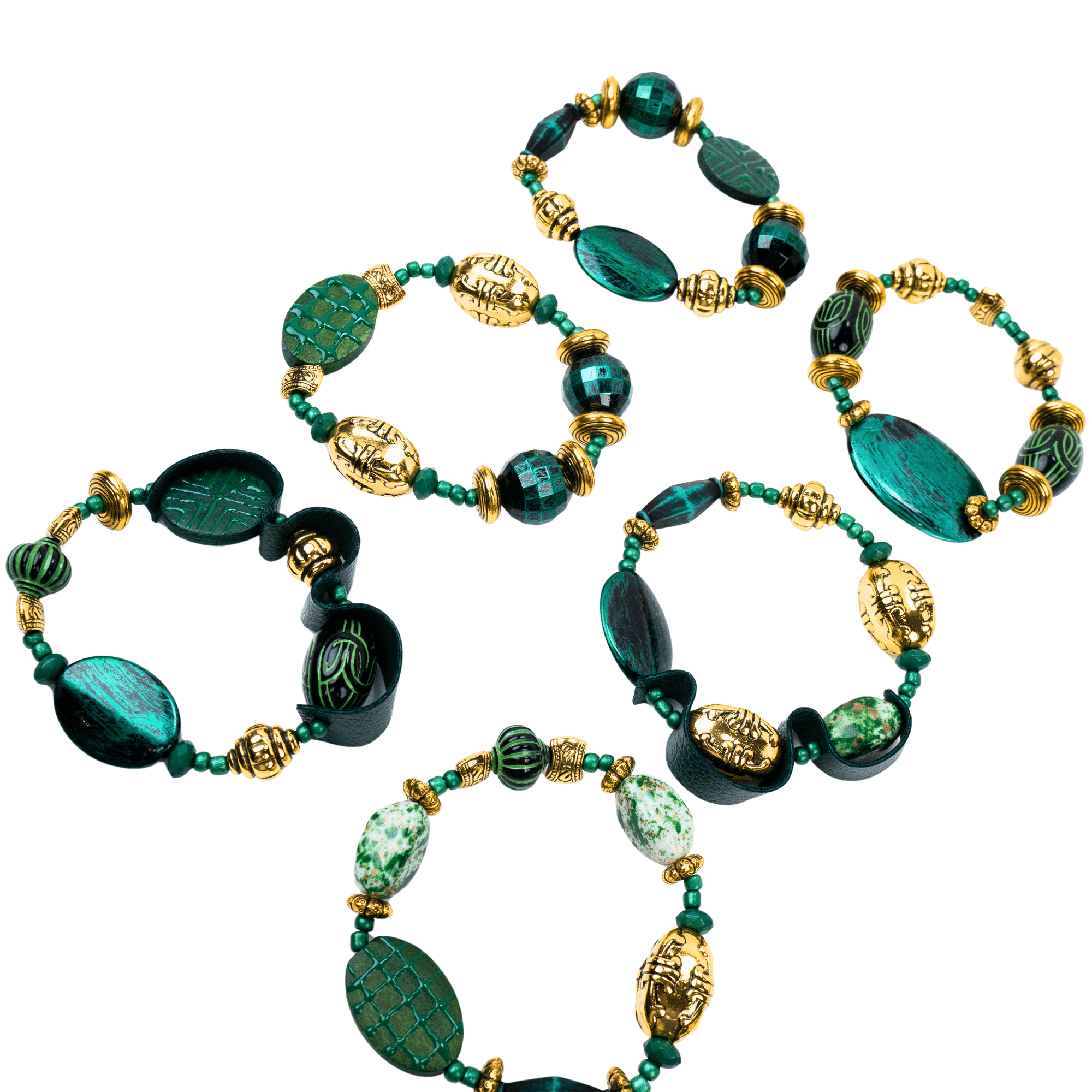 Caliope Stretch Bracelet Stack - Green,Bracelets, Sassy Jones,