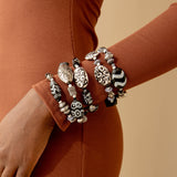 Caliope Stretch Bracelet Stack - Tribal B/W