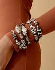 Caliope 6pc Stretch Bracelet Stack - Tribal B/W