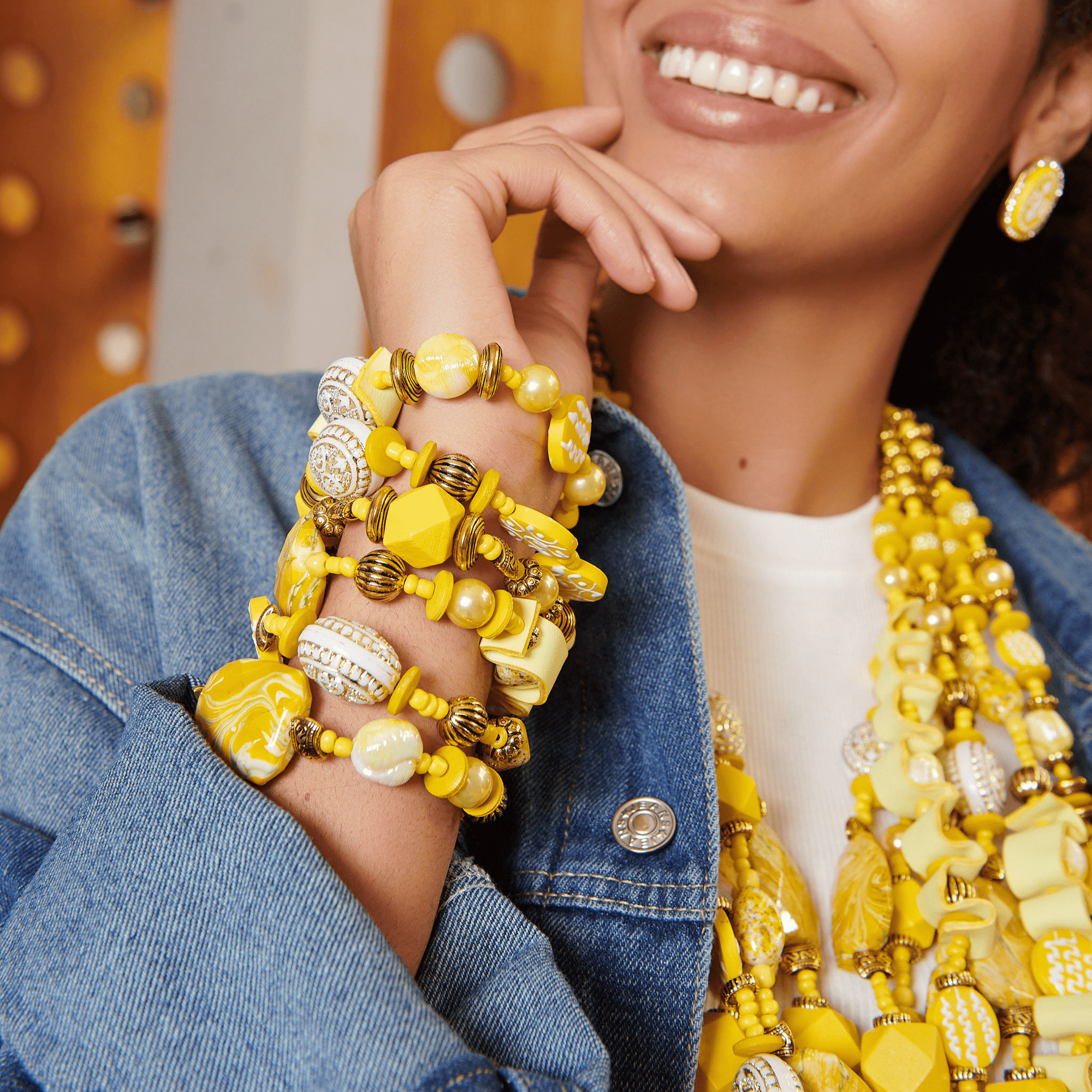 Caliope Stretch Bracelet Stack - Yellow,Bracelets, Sassy Jones,