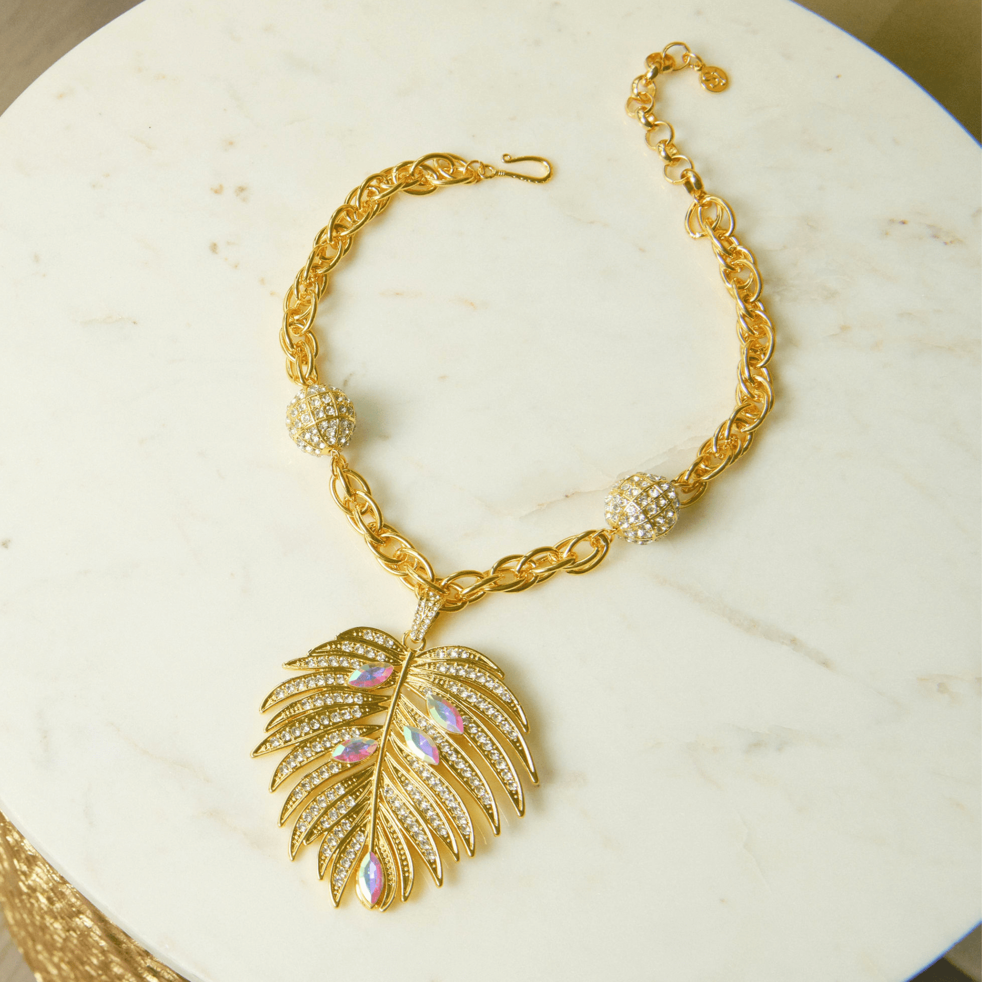 Calypso Palm Crystal Bib,Necklaces, Sassy Jones,