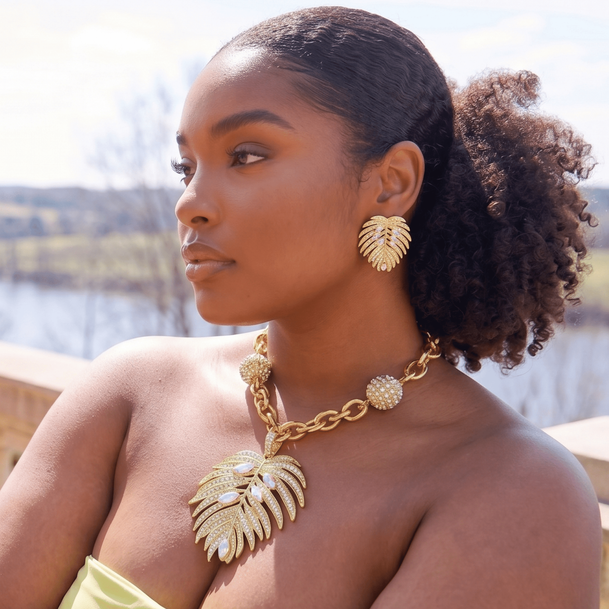 Calypso Palm Crystal Earring,Earrings, Sassy Jones,