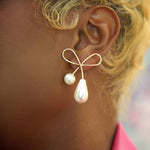 Carmen Pearl Earrings - Gold,Earrings, Sassy Jones,