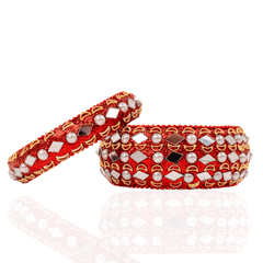 Chosen Pearl 2pc Bangle Stack - Red,Bracelets, Sassy Jones,