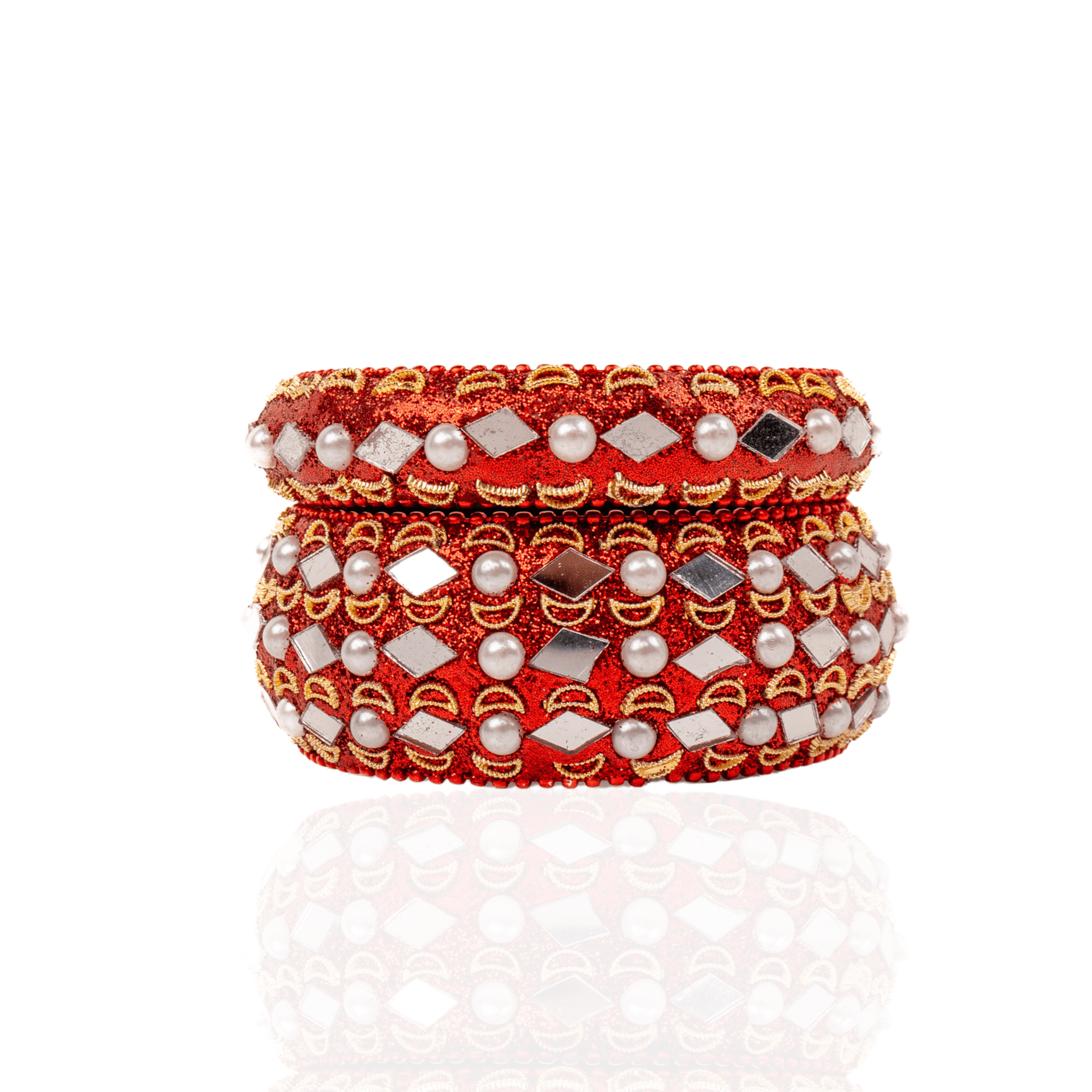 Chosen Pearl 2pc Bangle Stack - Red,Bracelets, Sassy Jones,