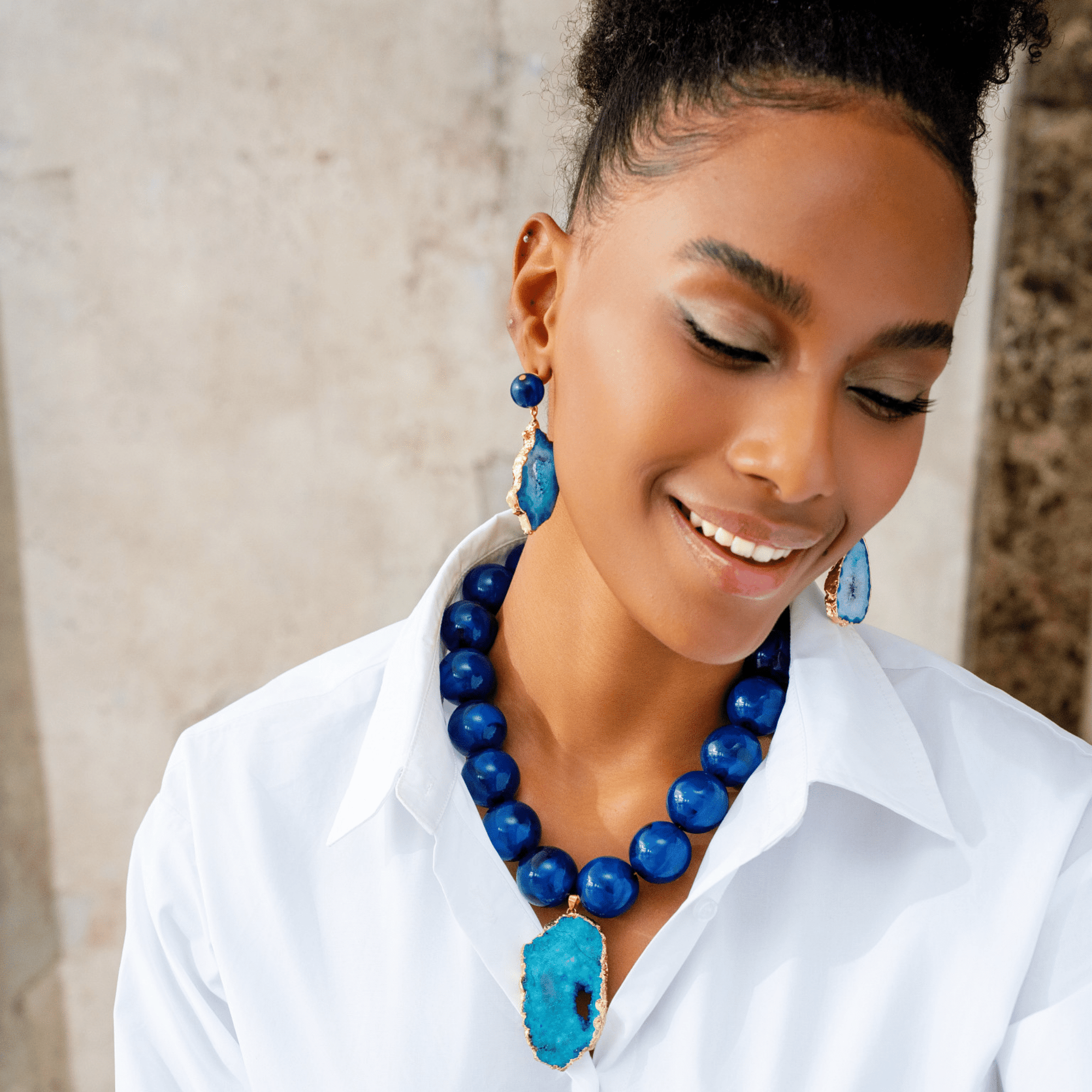 Chrysallis Agate Chunky Chain - Midnight Blue,Necklaces, Sassy Jones,