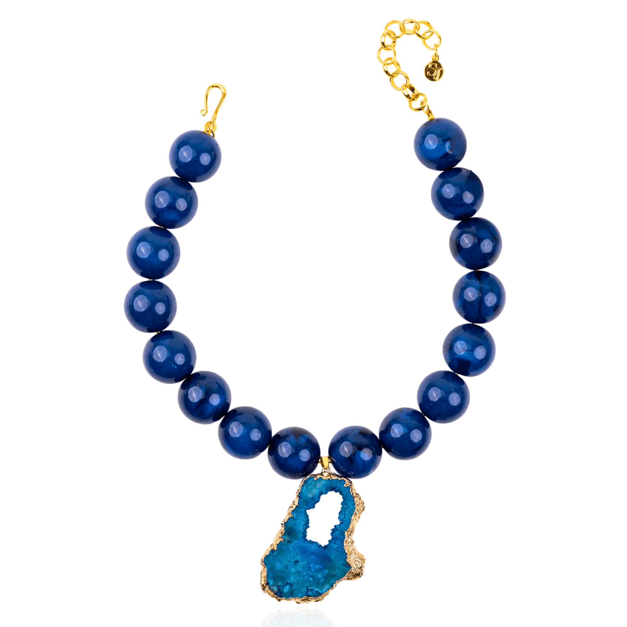 Chrysallis Agate Chunky Chain - Midnight Blue,Necklaces, Sassy Jones,