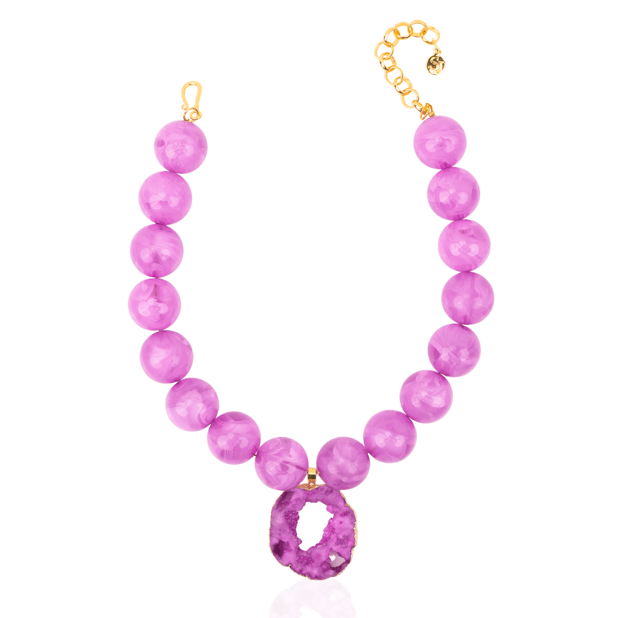 Chrysallis Agate Chunky Chain - Power Pink,Necklaces, Sassy Jones,