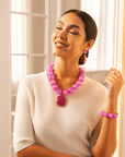 Chrysallis Agate Chunky Chain - Power Pink,Necklaces, Sassy Jones,