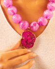 Chrysallis Agate Chunky Chain - Power Pink,Necklaces, Sassy Jones,