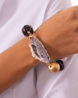 Chrysallis Agate Chunky Stretch Bracelet - Black/Gold,Bracelets, Sassy Jones,