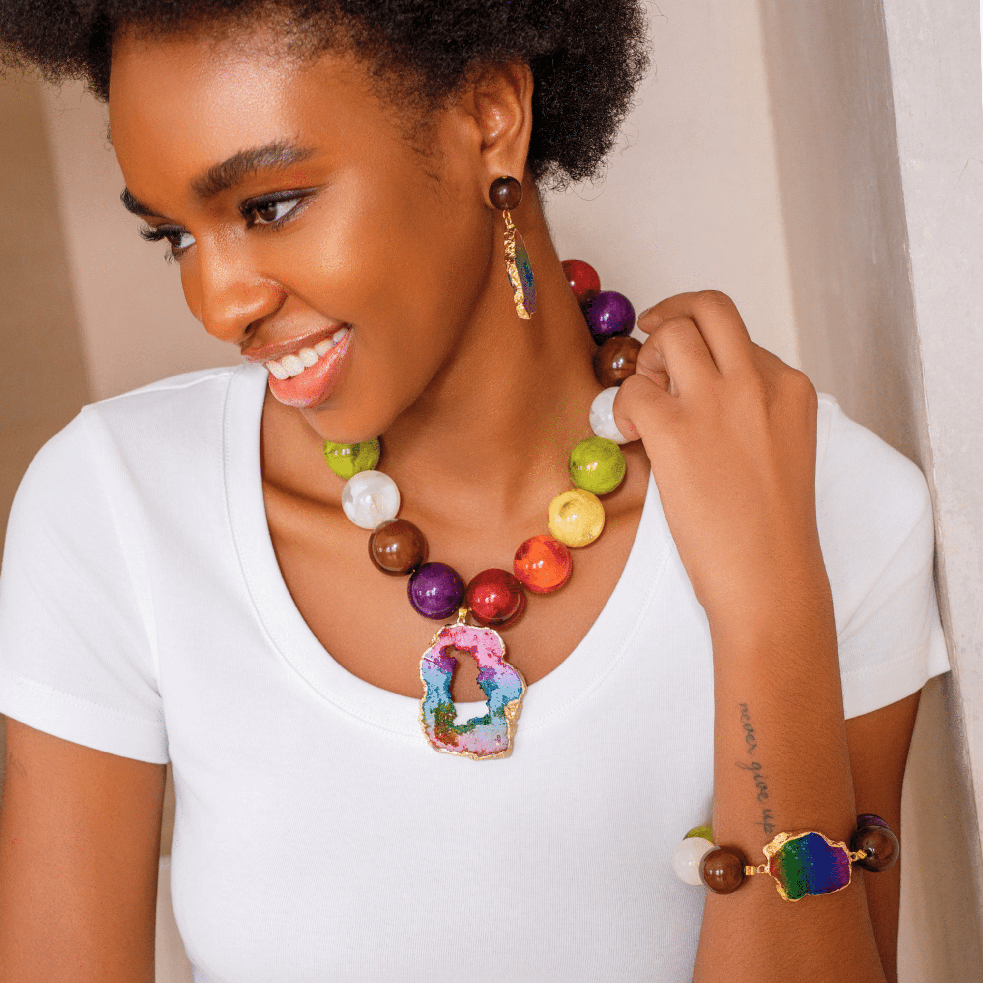 Chrysallis Agate Chunky Stretch Bracelet - Joyride,Bracelets, Sassy Jones,