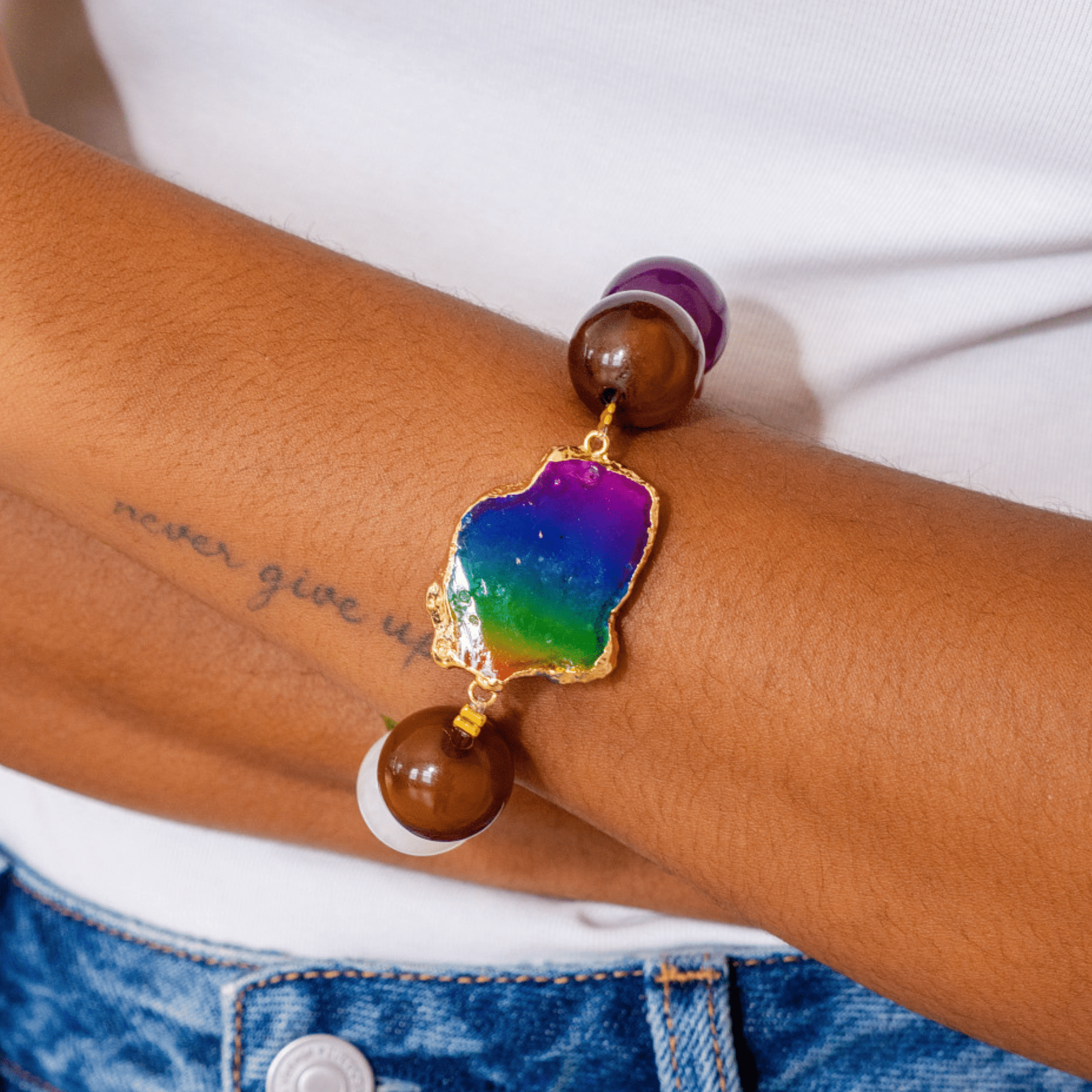 Chrysallis Agate Chunky Stretch Bracelet - Joyride,Bracelets, Sassy Jones,