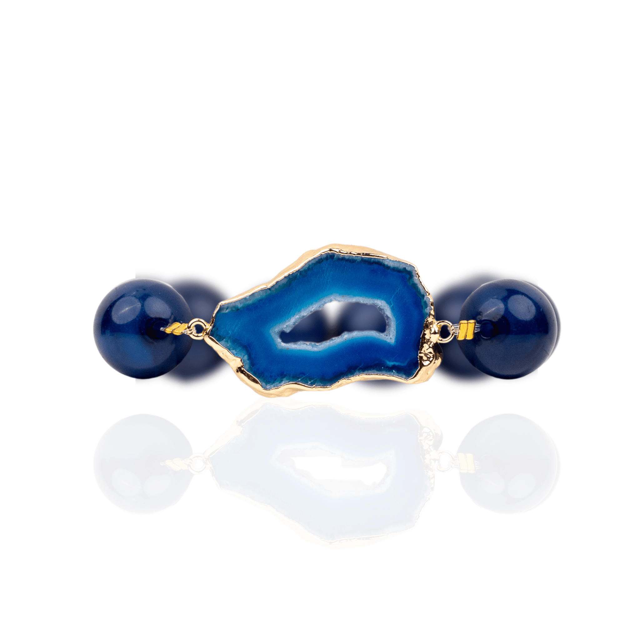 Chrysallis Agate Chunky Stretch Bracelet - Midnight Blue,Bracelets, Sassy Jones,