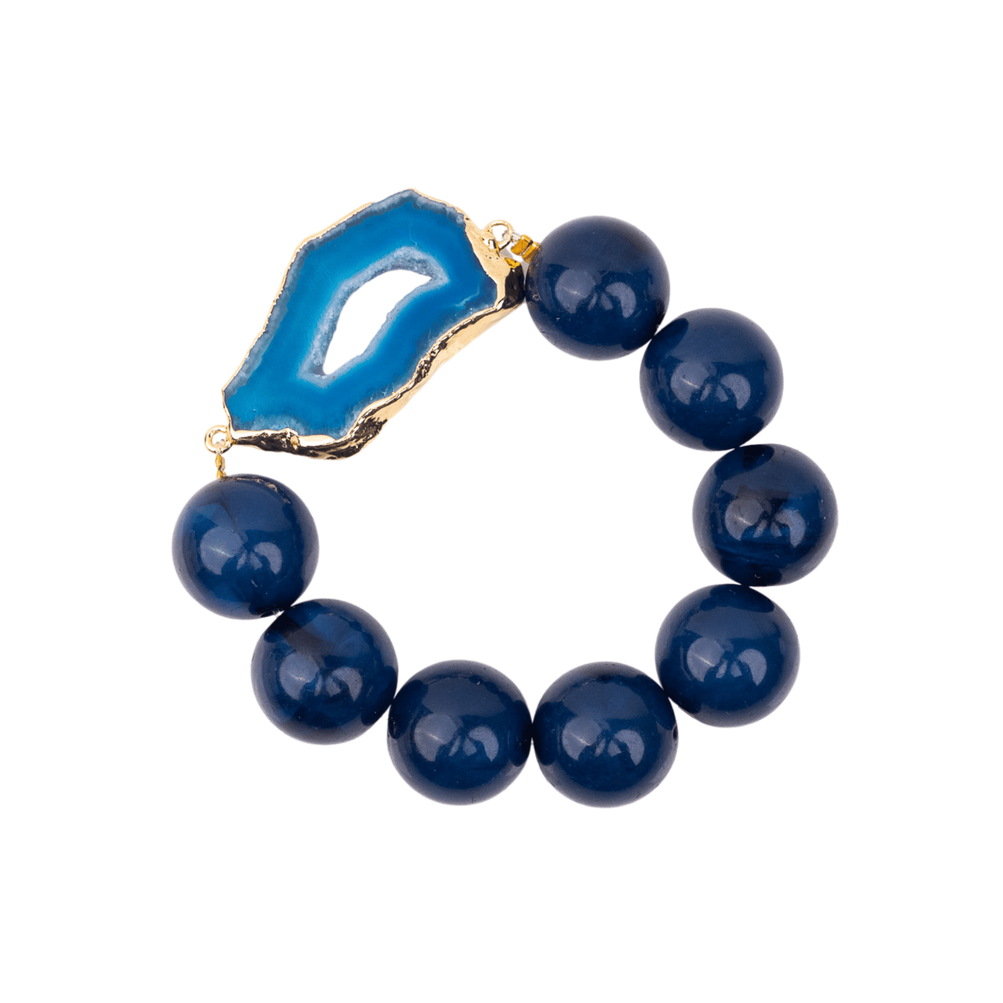 Chrysallis Agate Chunky Stretch Bracelet - Midnight Blue,Bracelets, Sassy Jones,