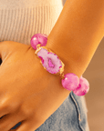 Chrysallis Agate Chunky Stretch Bracelet - Power Pink,Bracelets, Sassy Jones,