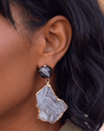 Chrysallis Agate Dangles - Black/Gold,Earrings, Sassy Jones,