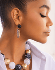 Chrysallis Agate Dangles - Black/Gold,Earrings, Sassy Jones,
