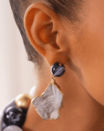 Chrysallis Agate Dangles - Black/Gold,Earrings, Sassy Jones,