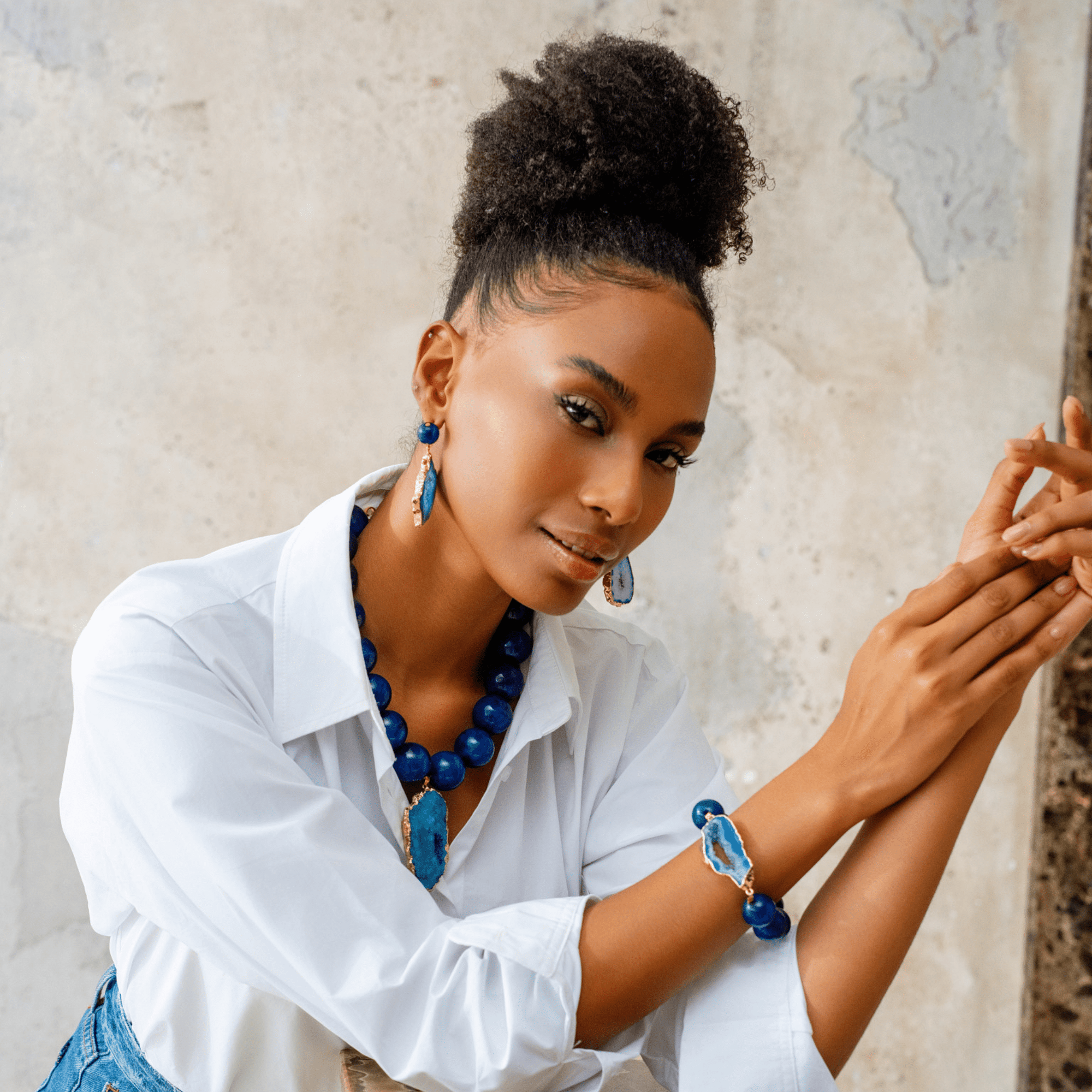 Chrysallis Agate Dangles - Midnight Blue,Earrings, Sassy Jones,