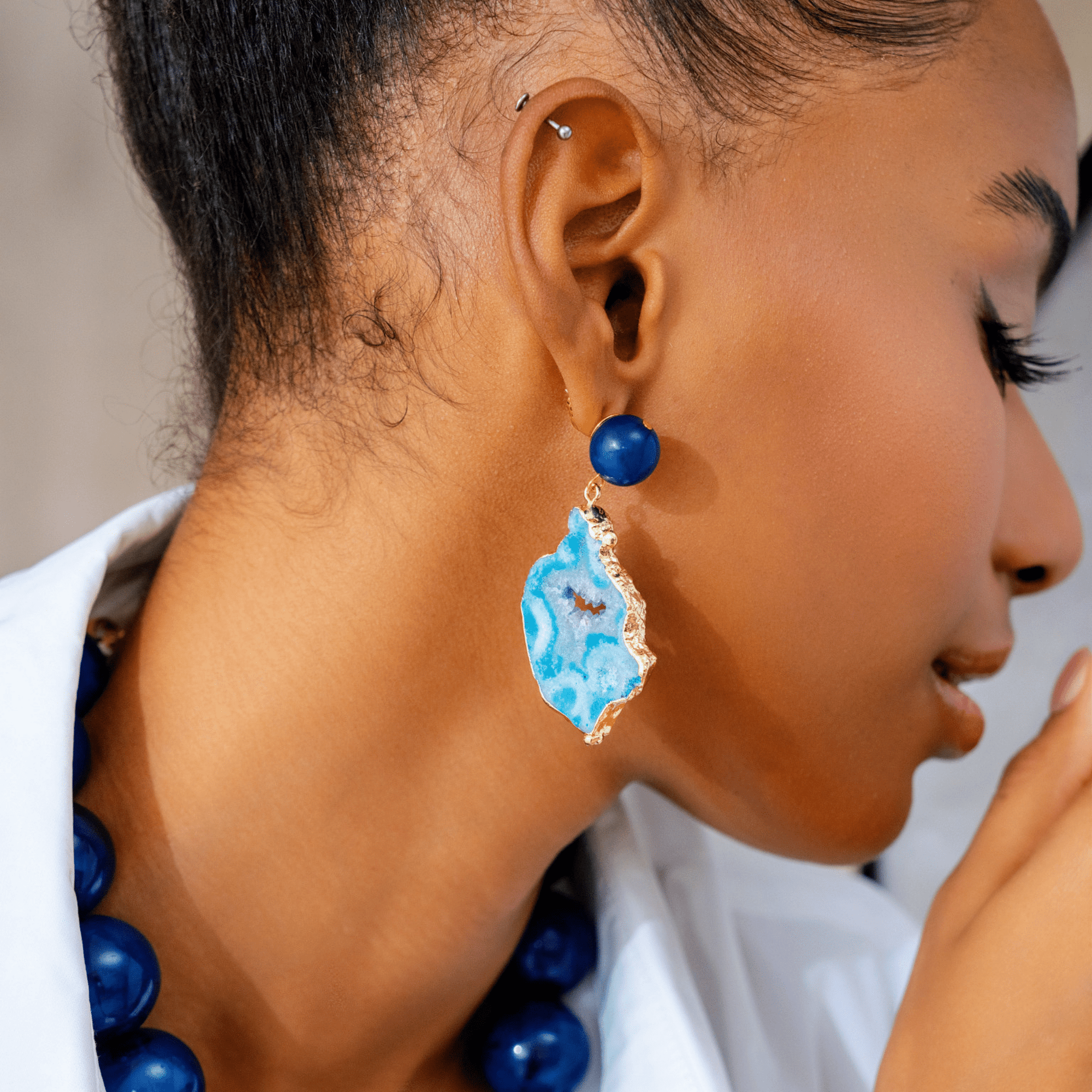 Chrysallis Agate Dangles - Midnight Blue,Earrings, Sassy Jones,