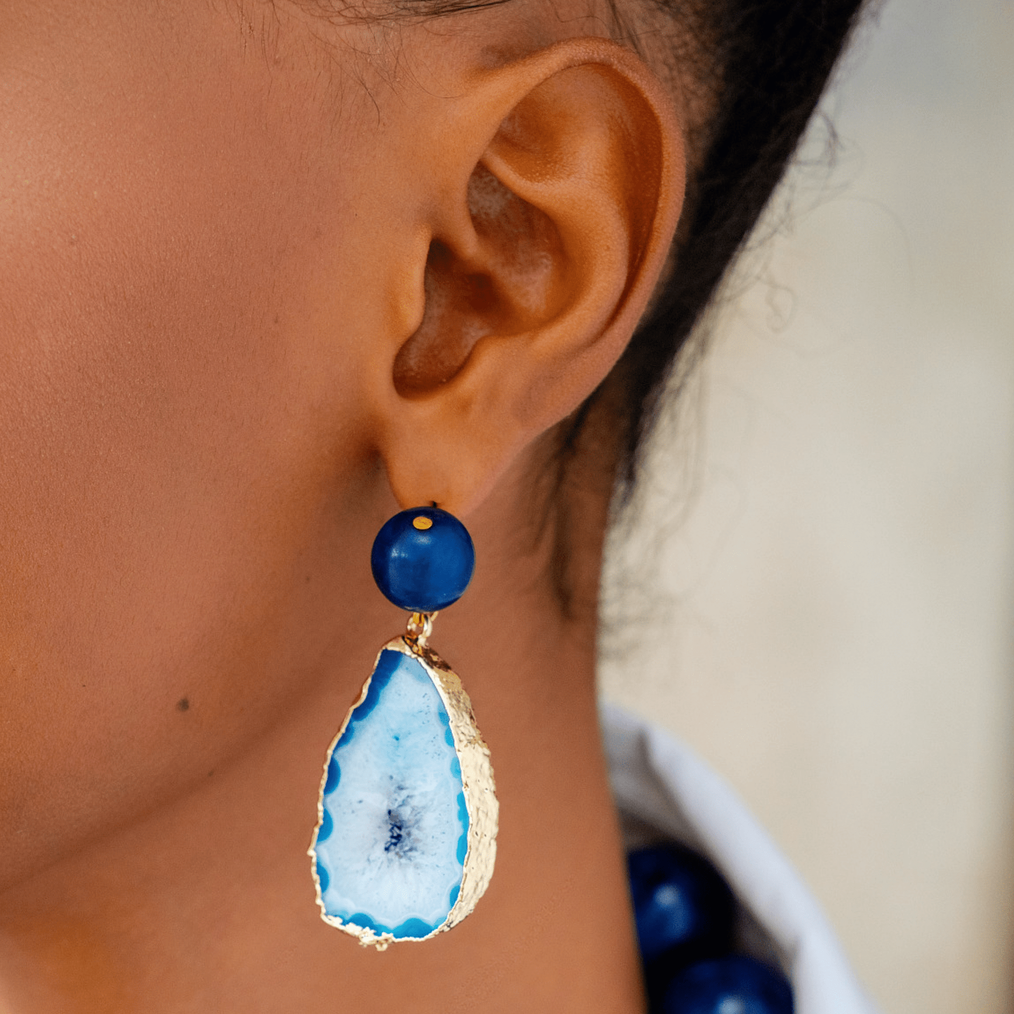 Chrysallis Agate Dangles - Midnight Blue,Earrings, Sassy Jones,