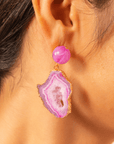 Chrysallis Agate Dangles - Power Pink,Earrings, Sassy Jones,