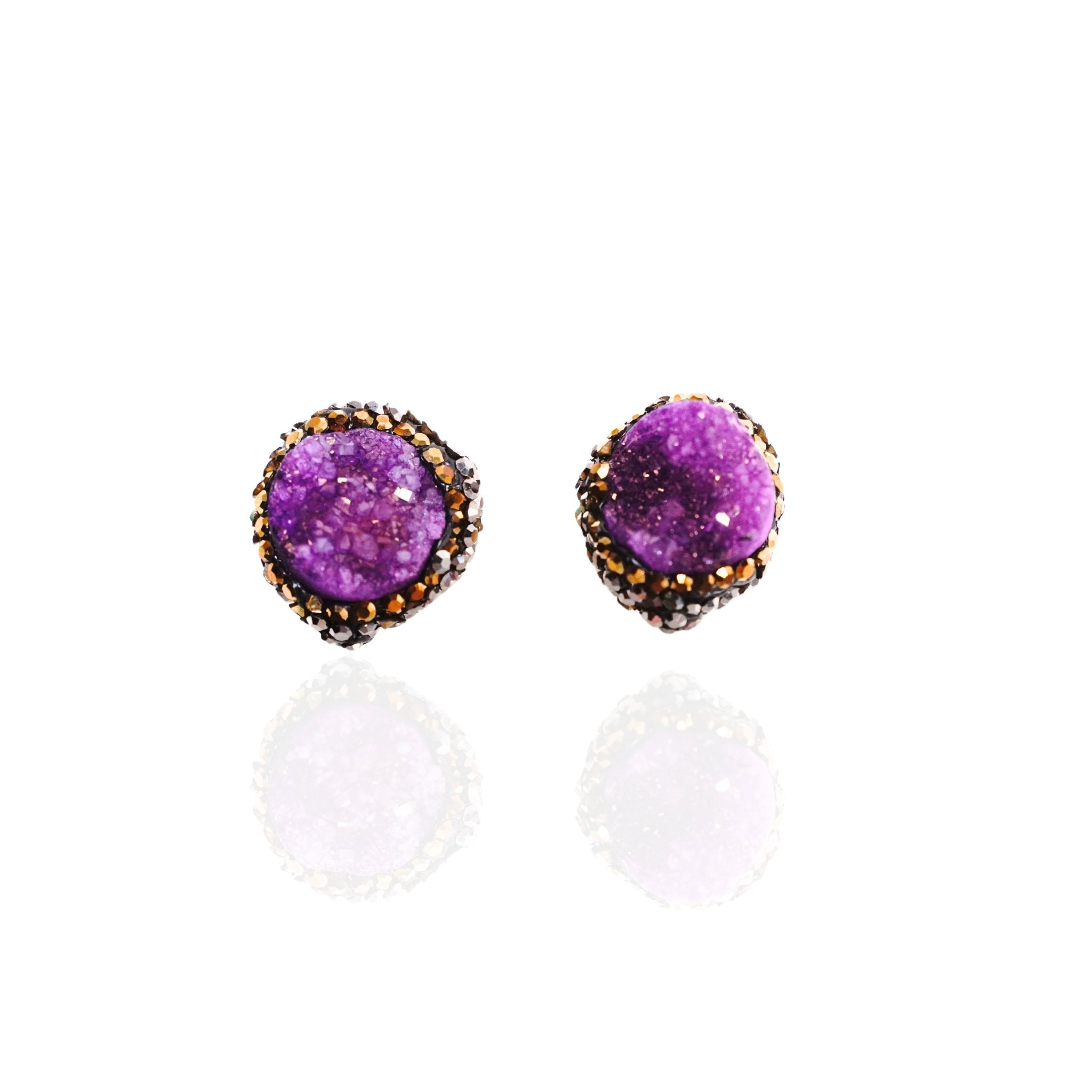 Chrysallis Agate Sparkler Studs - Jade/Amethyst - Sassy Jones beaded jewelry, handcrafted, vibrant colors, intricate designs, timeless elegance, elegant earrings, glass beads, gemstones, natural elements, sophistication, special occasions, casual wear, thoughtful gifts, artistry, fashion, Handcrafted jewelry, Playful design, Elegant craftsmanship, Fashion accessory, birthday jewelry, wedding jewelry, bridal jewelry