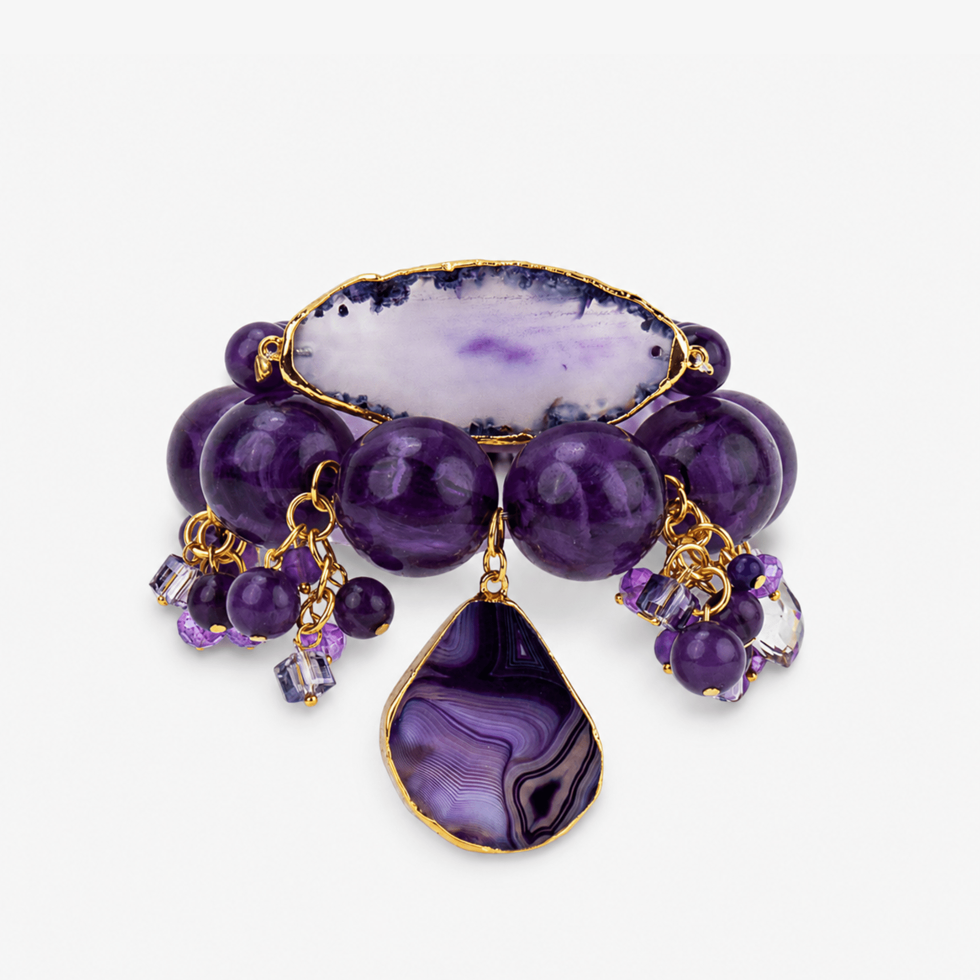 Chrysallis Purple Agate 2pc Stretch Bracelet Stack,Bracelets, Sassy Jones,