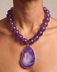 Chrysallis Purple Agate Druzy Statement Necklace,Necklaces, Sassy Jones,