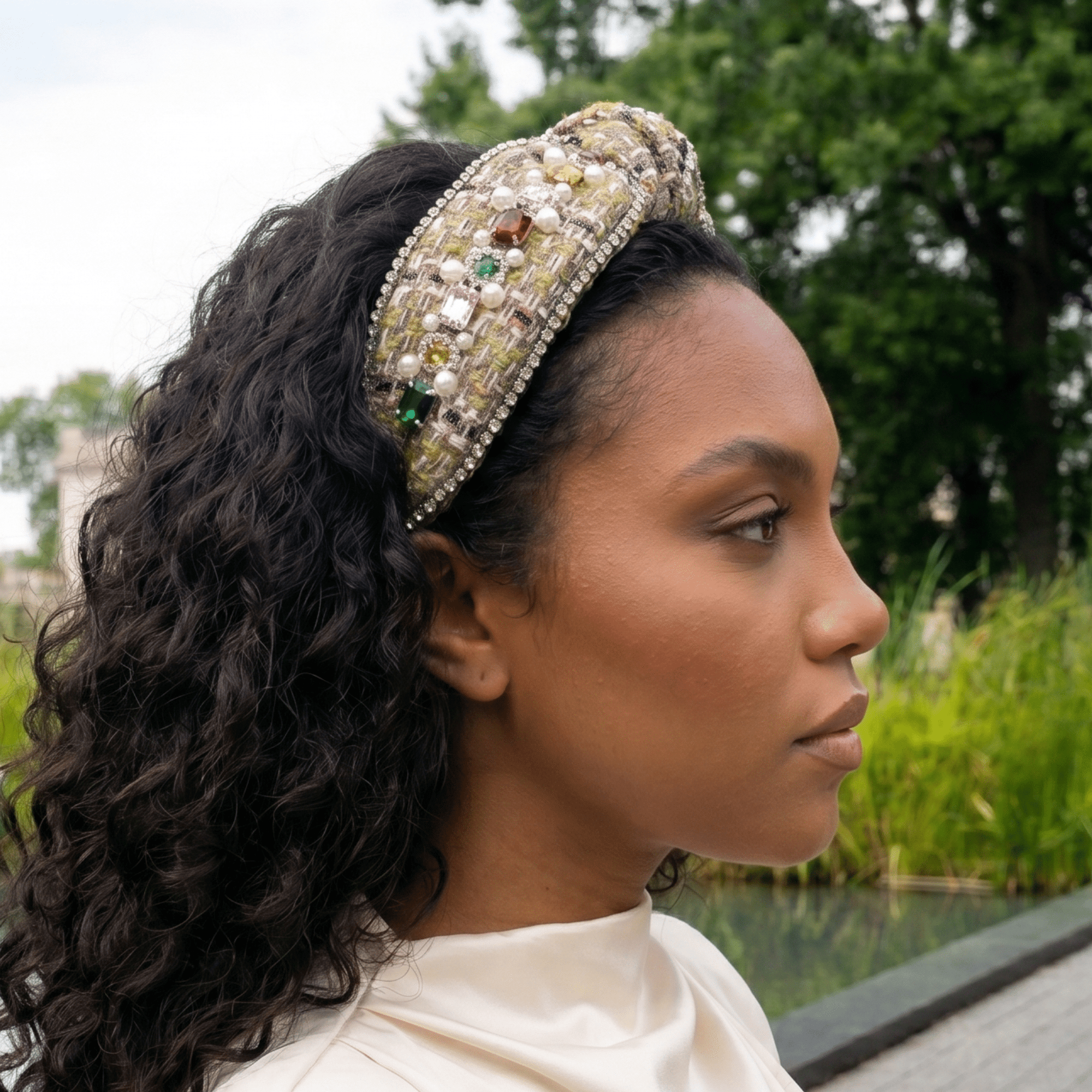 Claire Luxe Headband - Champagne,Headbands, Sassy Jones,