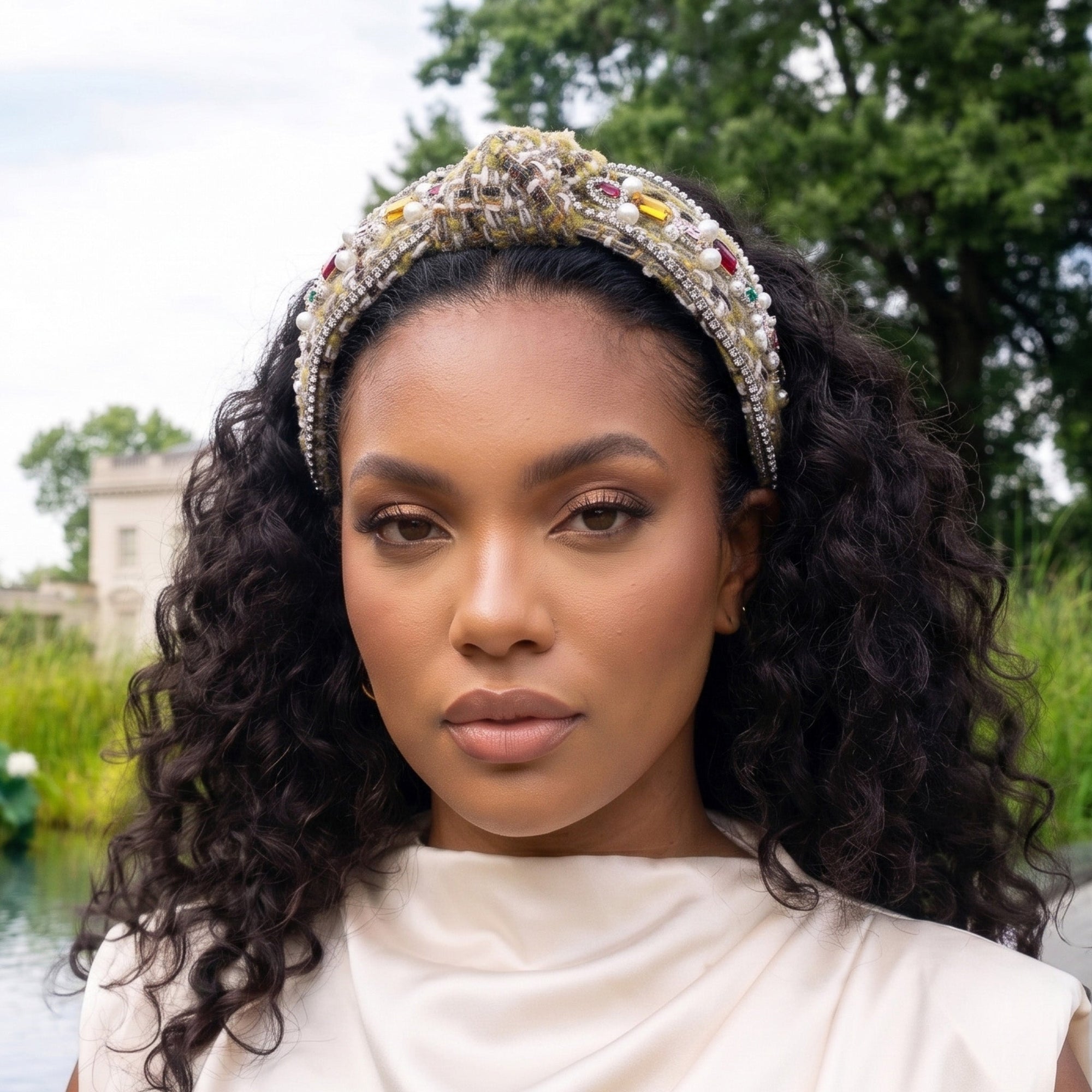 Claire Luxe Headband - Champagne,Headbands, Sassy Jones,