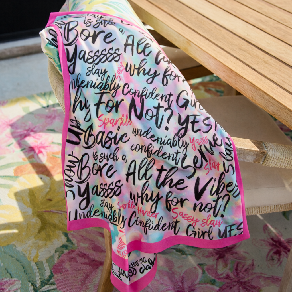 Confident Luxe Scarf 33" x 33" - Pink,Scarves, Sassy Jones,