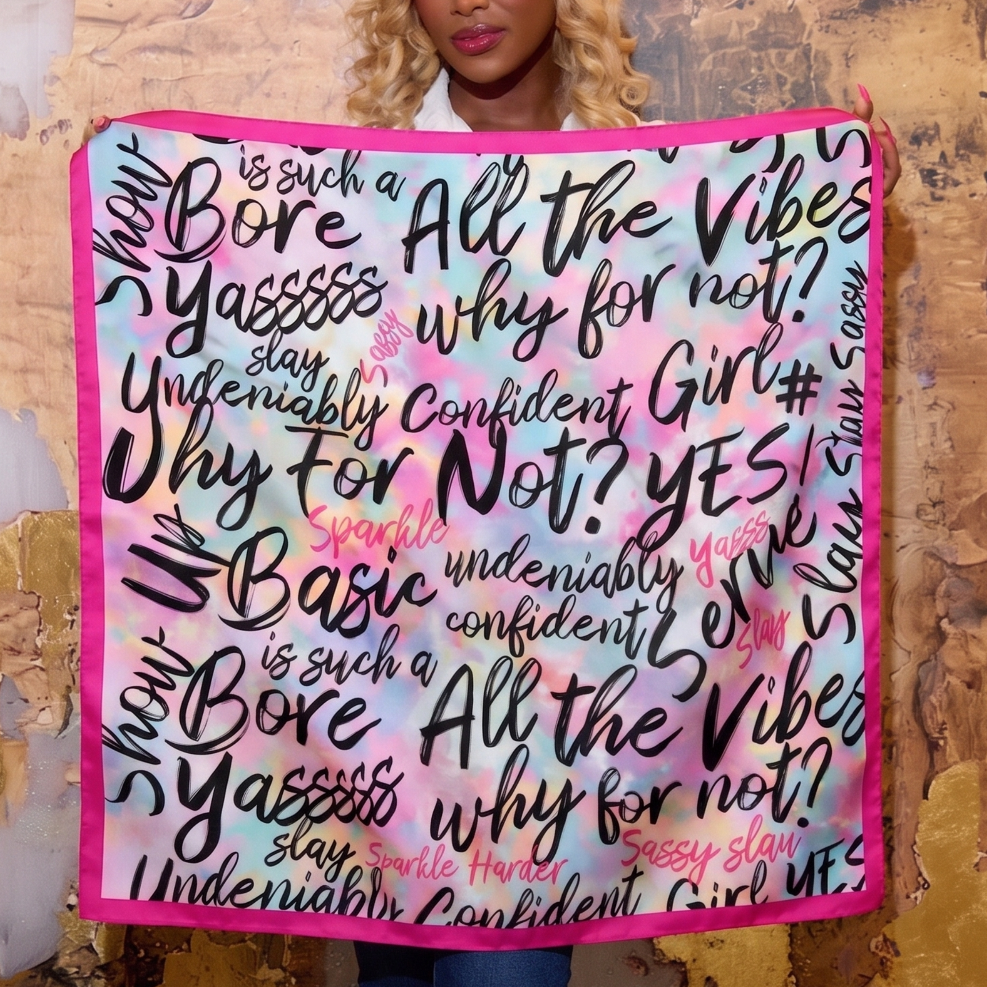 Confident Luxe Scarf 33" x 33" - Pink,Scarves, Sassy Jones,