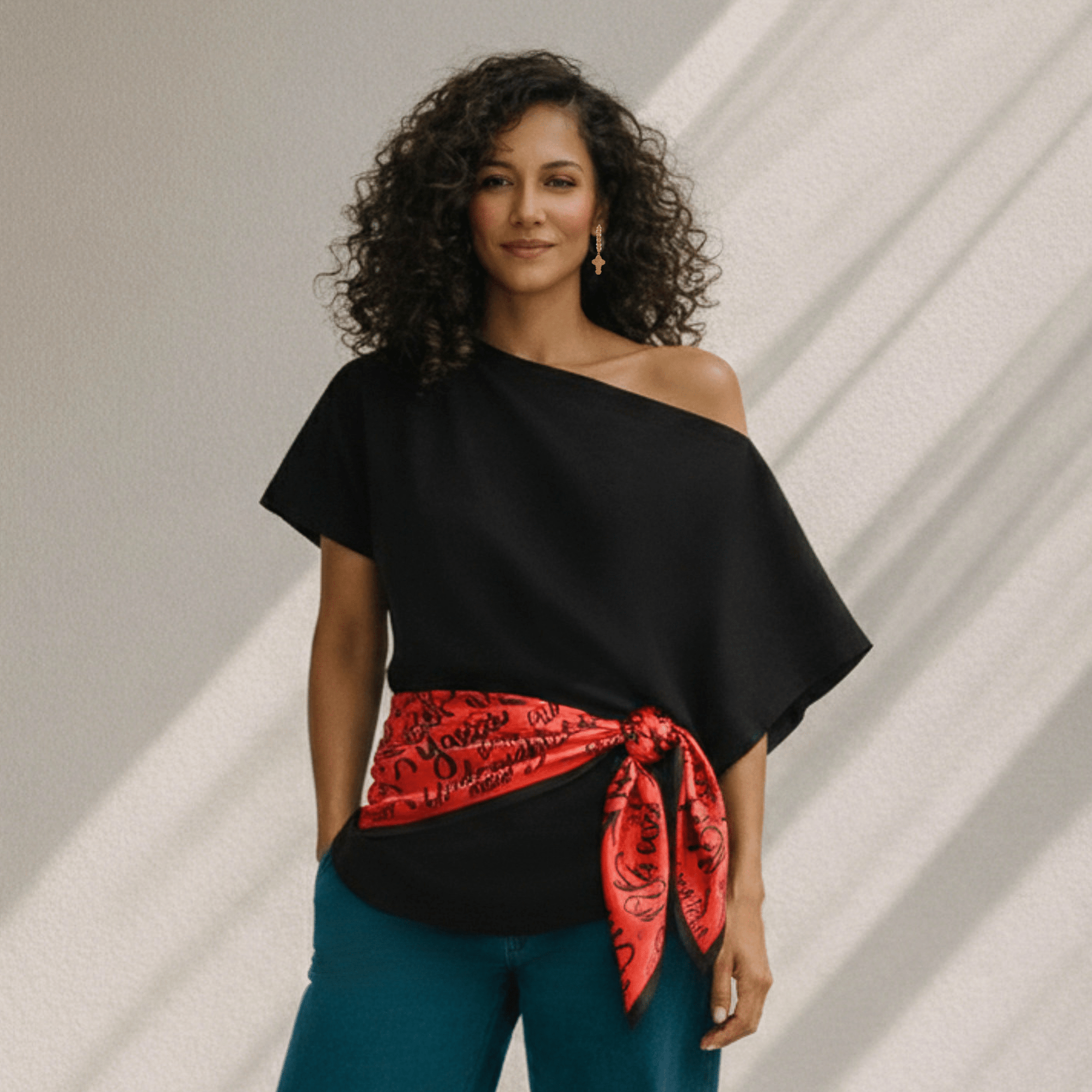 Confident Luxe Scarf 33" x 33" - Red,Scarves, Sassy Jones,