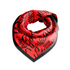 luxury square scarf, red fashion scarf, statement women’s scarf, motivational print scarf, designer neck scarf, bold accessories for women, head scarf styling, contemporary fashion scarf, boutique women’s scarf, inspirational fashion accessories