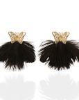 Dana Butterfly Glam Feather Earrings - Black,Earrings, Sassy Jones,