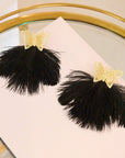 Dana Butterfly Glam Feather Earrings - Black,Earrings, Sassy Jones,