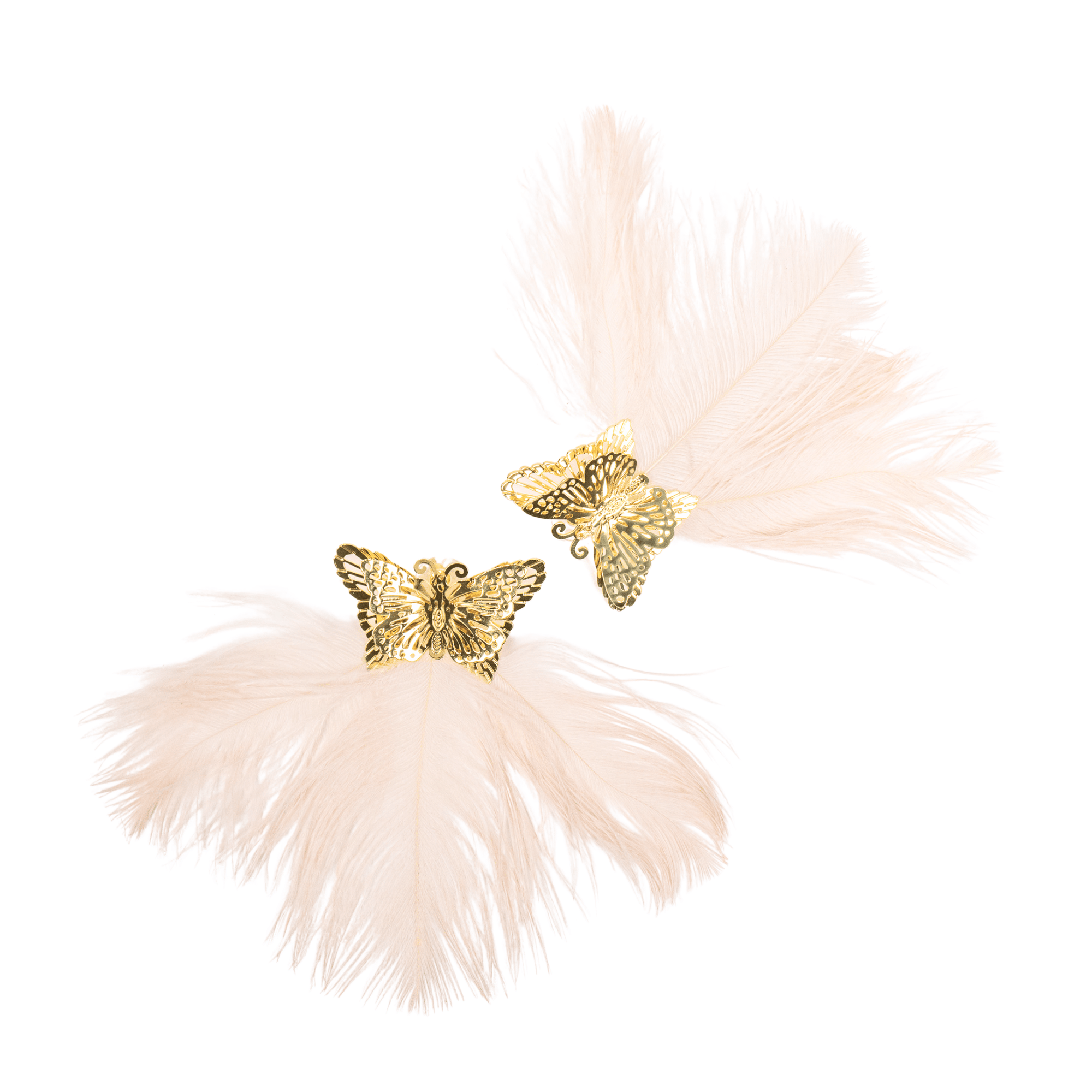 Dana Butterfly Glam Feather Earrings - Blush,Earrings, Sassy Jones,